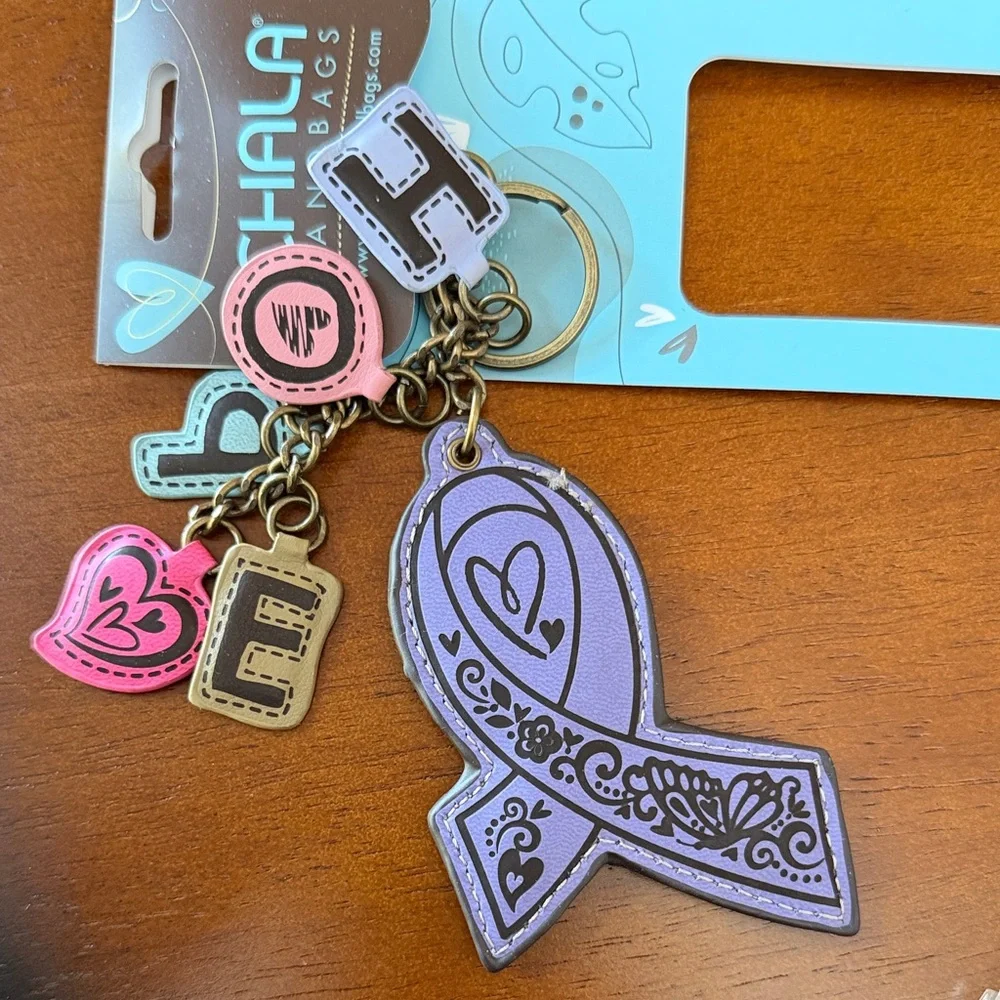 Chala Purple Awareness Ribbon Keychain with Colorful Letter & Heart Charms - Picture 2 of 4